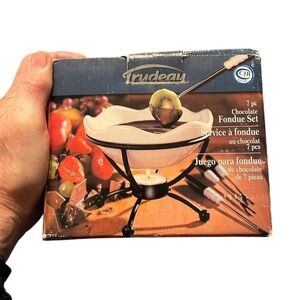 Trudeau 7‎ Piece Chocolate Fondue Set with Stand & Utensils Included